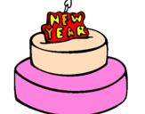 Coloring page New year cake painted byEllie Walton