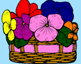 Coloring page Basket of flowers 12 painted byml