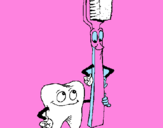 Coloring page Tooth and toothbrush painted bybruno
