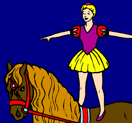 Coloring page Trapeze artist on a horse painted byEllie Walton