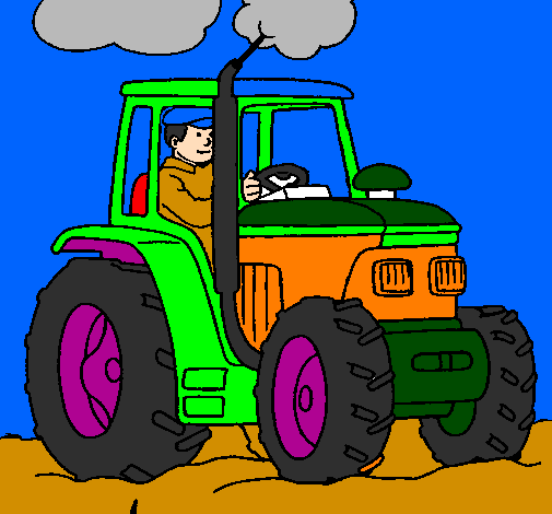 Coloring page Tractor working painted bydenny