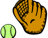 Coloring page Baseball glove and baseball ball painted bypenny