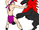 Coloring page Gladiator versus a lion painted bydawid19