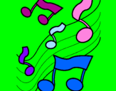 Coloring page Musical notes on the scale painted bymiusic