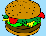 Coloring page Hamburger with everything painted byarthur