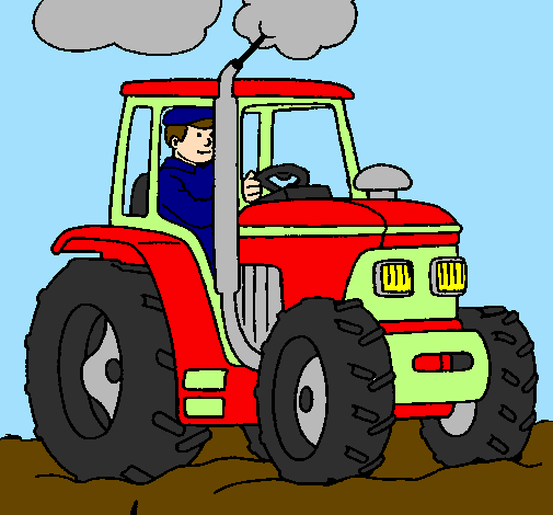 Coloring page Tractor working painted byGeoff