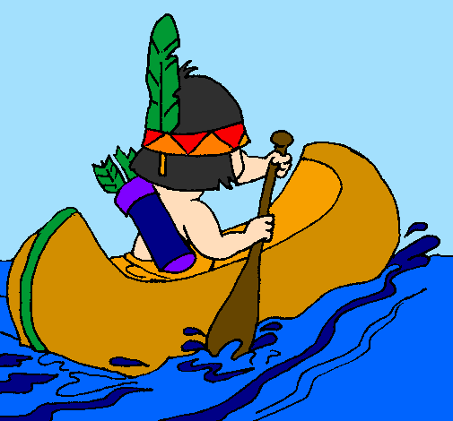 Coloring page Indian paddling painted byPAMELA C.B.