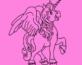 Coloring page Unicorn with wings painted byNOE