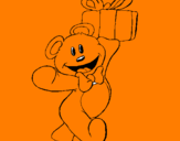 Coloring page Teddy bear with present painted bysofi zelarayan
