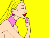 Coloring page Woman protecting her skin painted byioana