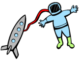 Coloring page Rocket and astronaut painted bylucas