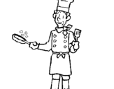 Coloring page Cook cooking painted bypuff