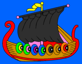 Coloring page Viking boat painted bySpiderman