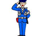 Coloring page Police officer waving painted bypolice