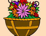 Coloring page Basket of flowers 11 painted byligya