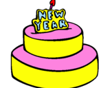 Coloring page New year cake painted byamali