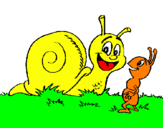Coloring page Snail and ant painted byLUCHI