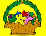 Coloring page Basket of flowers 4 painted byml