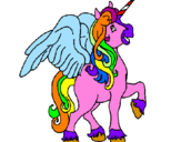 Coloring page Unicorn with wings painted byanja2000