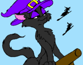 Coloring page Witch cat painted bycarol.v