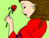 Coloring page Princess with a rose painted byISHMA