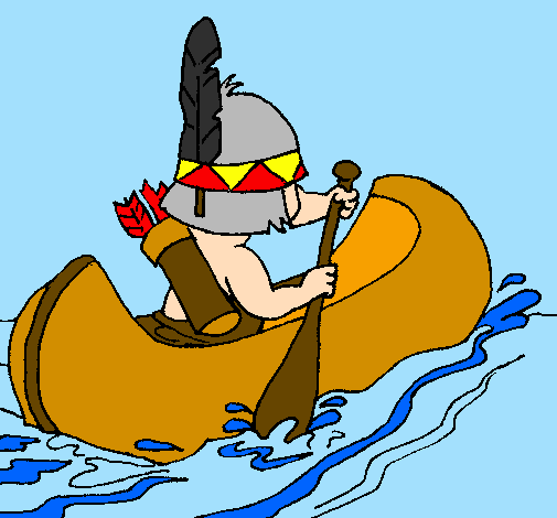 Coloring page Indian paddling painted bycactus