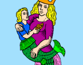 Coloring page Mother mermaid painted byvalentina