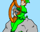 Coloring page Elf playing the harp painted byanja2000