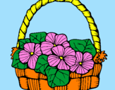 Coloring page Basket of flowers 6 painted byrhuwen