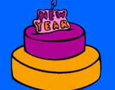 Coloring page New year cake painted bycami