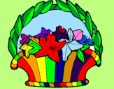Coloring page Basket of flowers 4 painted bylalagirl