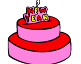 Coloring page New year cake painted byarianna.