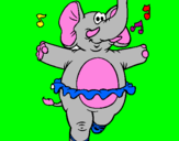 Coloring page Elephant wearing tutu painted bylalagirl