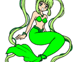 Coloring page Mermaid with pearls painted byanja2000