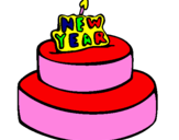 Coloring page New year cake painted bylalagirl