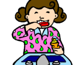 Coloring page Little girl brushing her teeth painted bygoruia