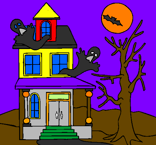 Coloring page Ghost house painted byander