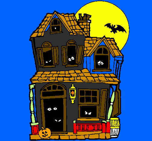 Coloring page Mysterious house II painted byhalloween berta