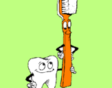 Coloring page Tooth and toothbrush painted bypedro