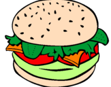 Coloring page Hamburger with everything painted byalicia  frieds