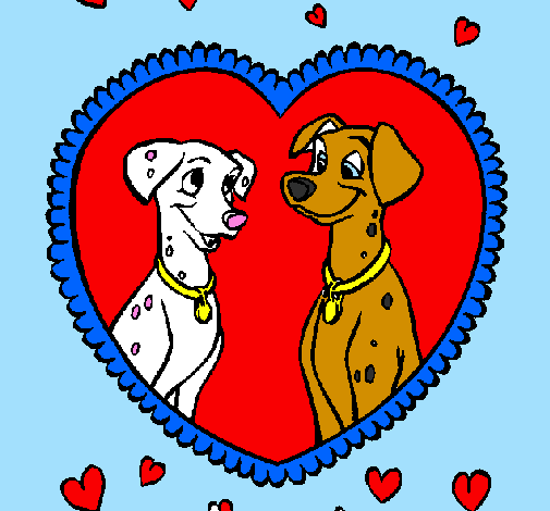 Coloring page Dalmatians in love painted bylalagirl