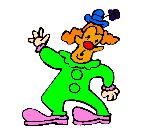 Coloring page Clown with hat and flower painted bykaren labra