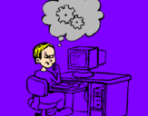 Coloring page Computer expert thinking painted byivo