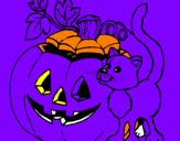 Coloring page Pumpkin and cat painted byYAIZA