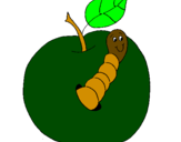 Coloring page Apple with worm painted bychloe