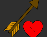 Coloring page Heart and arrow painted byana