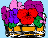 Coloring page Basket of flowers 12 painted byrosy