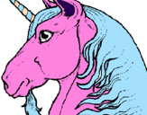 Coloring page Unicorn head painted byines