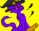 Coloring page Witch cat painted byadrianae