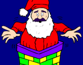 Coloring page Santa Claus on the chimney painted byYAIZA